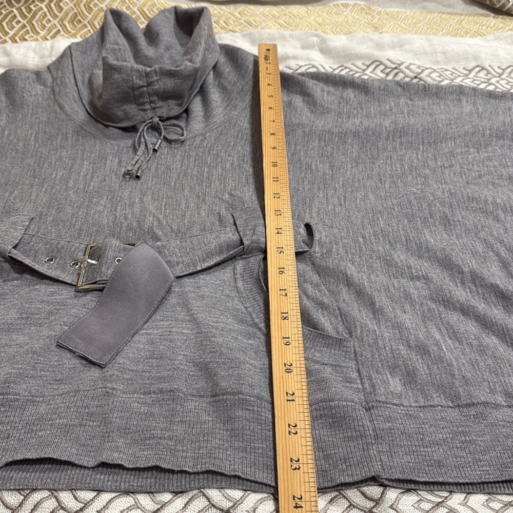 (W3) Karen Millen Grey Wool Blend Turtleneck Poncho, Size 2 - Picture 11 of 11
